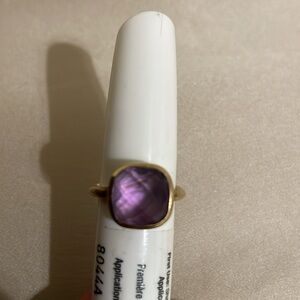 Amethyst cushion cut gold tone ring